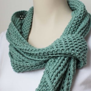 Knitting Pattern Green Cotton Scarf