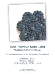 Deux Brins de Maille Printable Note Card Anabelle Crochet Flower