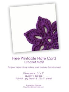 Deux Brins de Maille Printable Note Card Crochet Motif